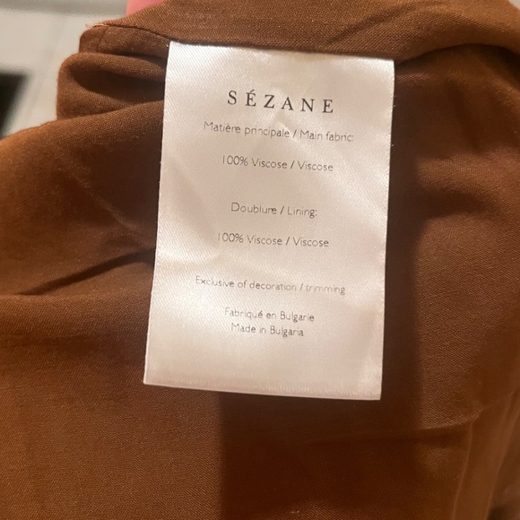 Sezane Olivia Long Sleeve Mini Dress in Flora Moka Brown Size 42 US 10 - Picture 6 of 13